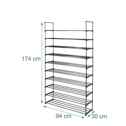 Shoe Rack, Slim Metal, Tool-Free Snap-Fit Assembly