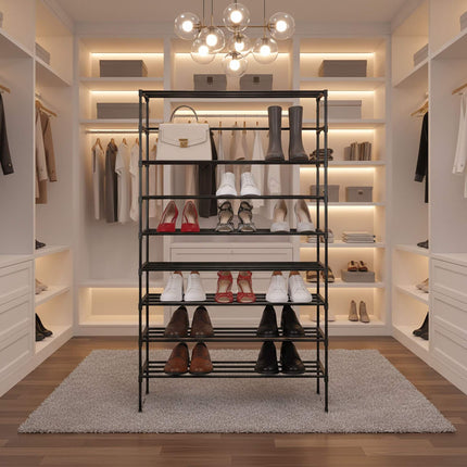 Shoe Rack, Slim Metal, Tool-Free Snap-Fit Assembly