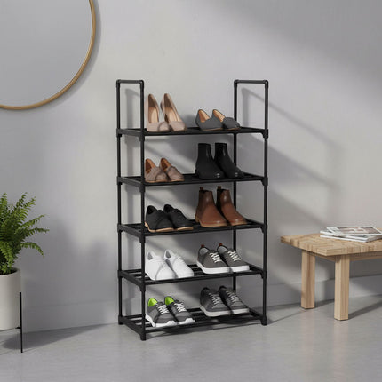 Shoe Rack, Slim Metal, Tool-Free Snap-Fit for Hallway