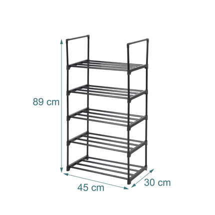 Shoe Rack, Slim Metal, Tool-Free Snap-Fit for Hallway
