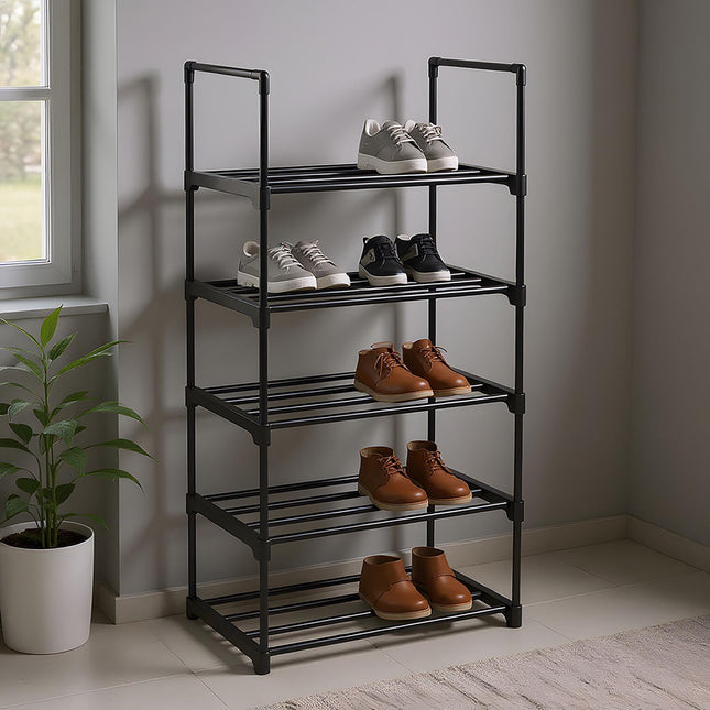 Shoe Rack, Slim Metal, Tool-Free Snap-Fit for Hallway