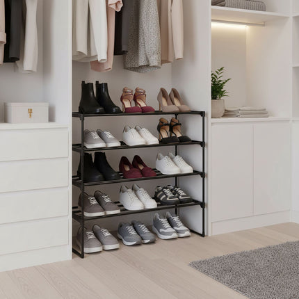 Shoe Rack – Stackable Metal Frame, Plastic Shelves