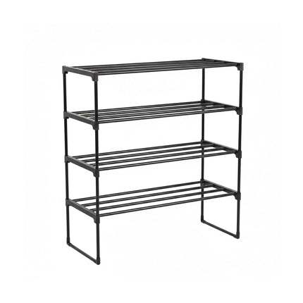 Shoe Rack – Stackable Metal Frame, Plastic Shelves