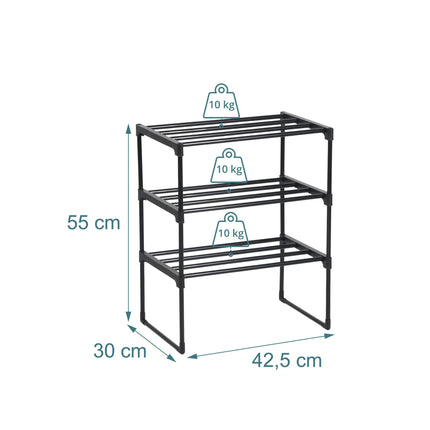 Shoe Rack – Stackable Metal Frame, Plastic Tiers