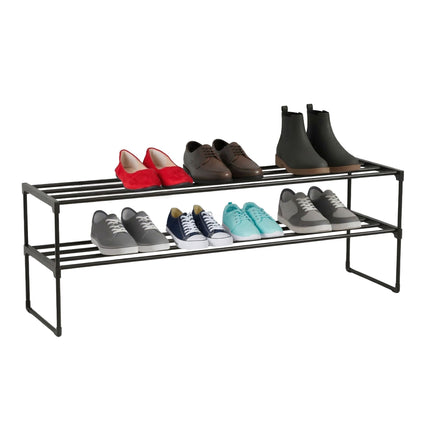 Schuhregal, stapelbarer Metallrahmen mit Kunststoffböden