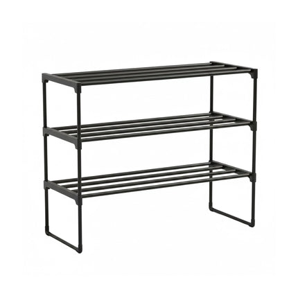 Shoe Rack, Stackable Metal Frame With Plastic Tiers