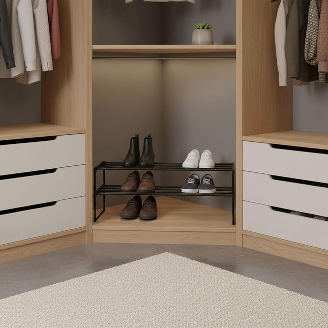 Shoe Rack, Stackable Metal Frame With Plastic Tiers