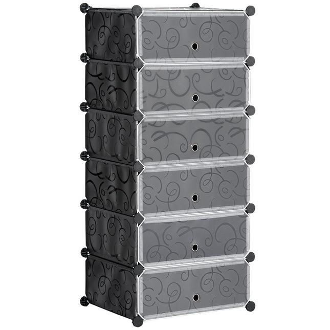 Shoe rack for 6 pairs, durable plastic/steel
