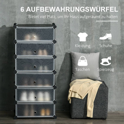 Schuhregal für 6 Paar, robuster Kunststoff/Stahl