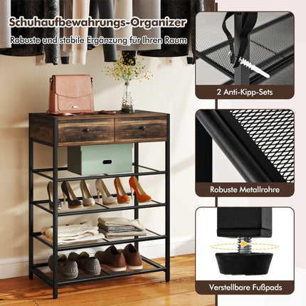 Schuhregal & Wandgarderobe-Set mit Haken & Schubladen
