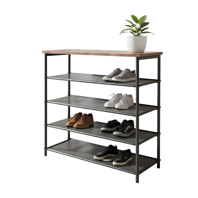 Shoe Rack with 4 Fabric Shelves and Top Shelf