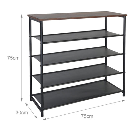 Shoe Rack with 4 Fabric Shelves and Top Shelf
