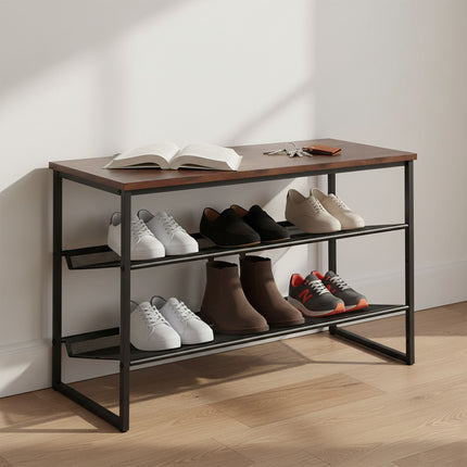 Shoe Rack with Adjustable Metal Shelves