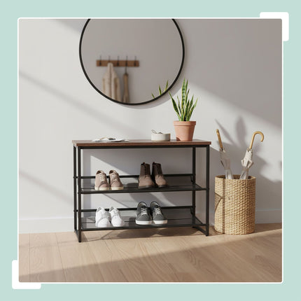 Shoe Rack with Adjustable Metal Shelves