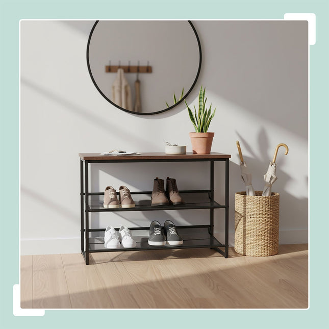 Shoe Rack with Adjustable Metal Shelves