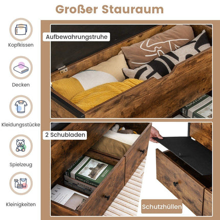 Shoe Storage Bench with Cushion, 2 Drawers, Adjustable Feet