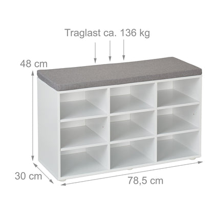Shoe Storage Bench with Padded Seat