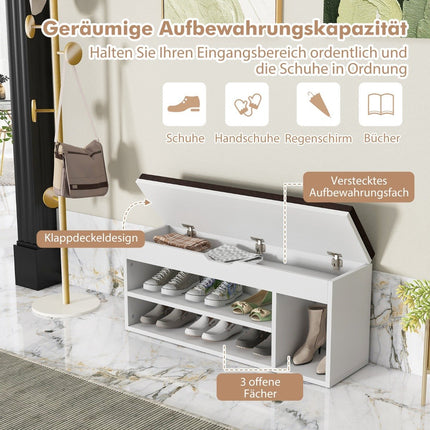 Schuhbank mit Sitzfläche und Stauraum 104 x 30 x 48 cm Garderobenbank Schuhregal Holz Grau