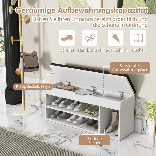 Shoe bench with seat and storage space 104 x 30 x 48 cm wardrobe bench shoe rack wood grey