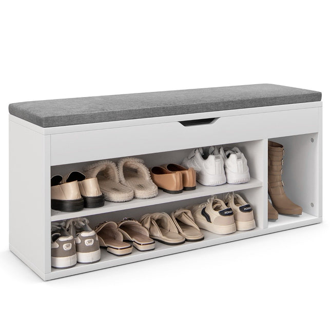 Shoe bench with seat and storage space 104 x 30 x 48 cm wardrobe bench shoe rack wood grey