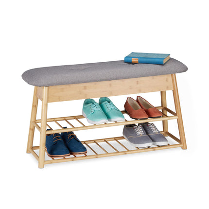 Banc à chaussures avec assise et espace de rangement
