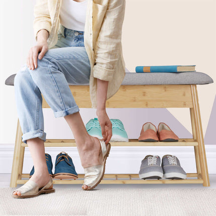 Banc à chaussures avec assise et espace de rangement