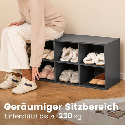 Schuhbank mit Sitzfläche Schuhregal aus Holz 230 kg belastbar 102 x 30 x 41 cm grau