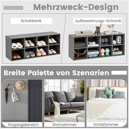 Schuhbank mit Sitzfläche Schuhregal aus Holz 230 kg belastbar 102 x 30 x 41 cm grau