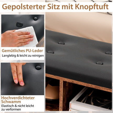 Schuhbank mit Schirmständer Eingangsbank mit verstellbarem Regal 110 x 30 x 52 cm