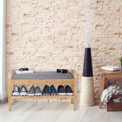 Shoe bench with upholstered seat