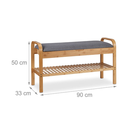 Shoe bench with upholstered seat