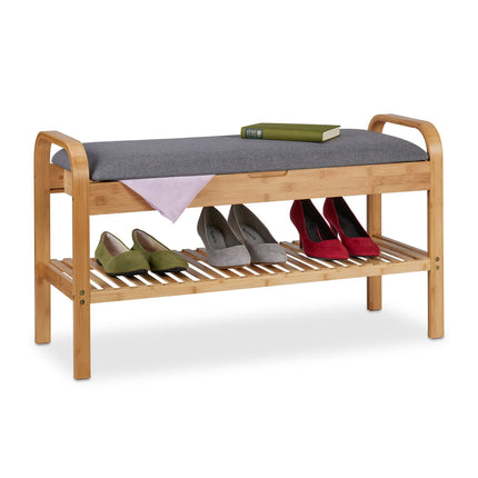 Shoe bench with upholstered seat