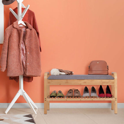 Shoe bench with upholstered seat