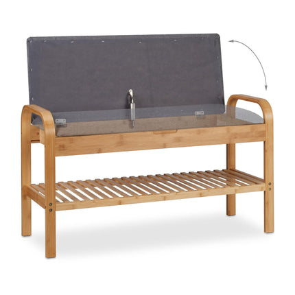 Shoe bench with upholstered seat