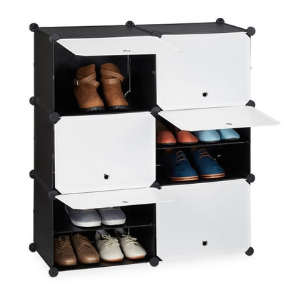 Schuhschrank schwarz-weiß mit 12 Fächern