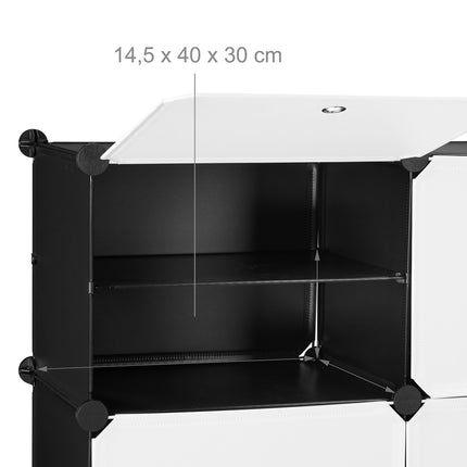 Schuhschrank schwarz-weiß mit 12 Fächern