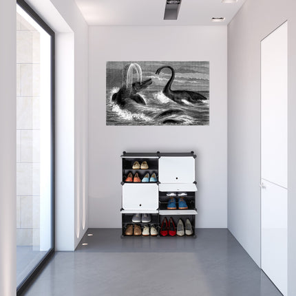 Schuhschrank schwarz-weiß mit 12 Fächern