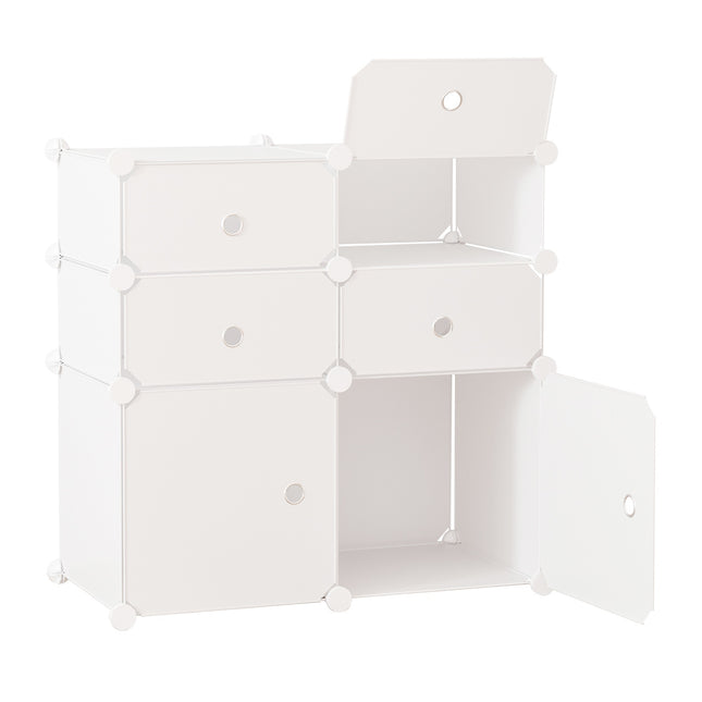 Shoe cabinet with storage drawers, plastic & steel, white 75x37x73cm