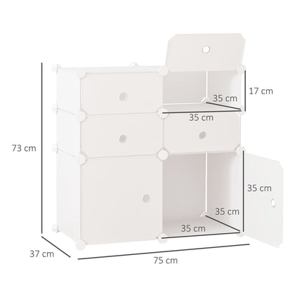 Schuhschrank mit Aufbewahrungsschubladen, Kunststoff & Stahl, weiß 75x37x73cm