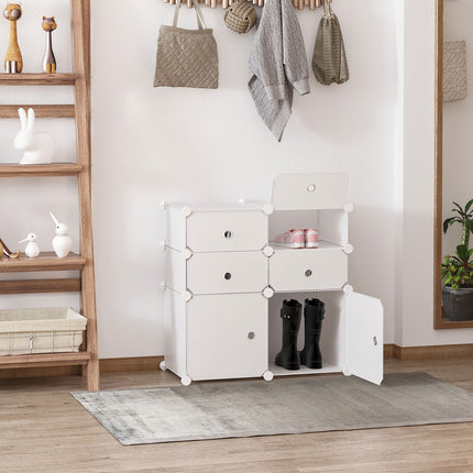 Schuhschrank mit Aufbewahrungsschubladen, Kunststoff & Stahl, weiß 75x37x73cm