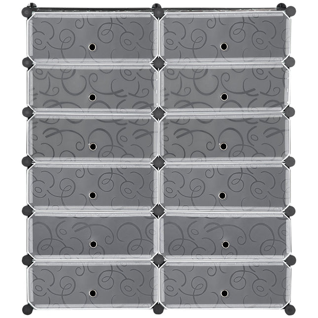 Modular Shoe Cabinet - 12 Compartment Black DIY Storage