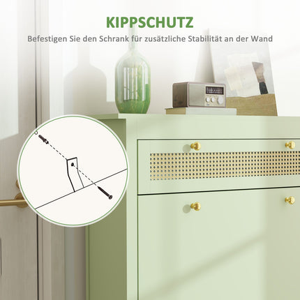 Schuhschrank mit Schublade – Fasst 12 Paar, 88x30x120 cm, grün