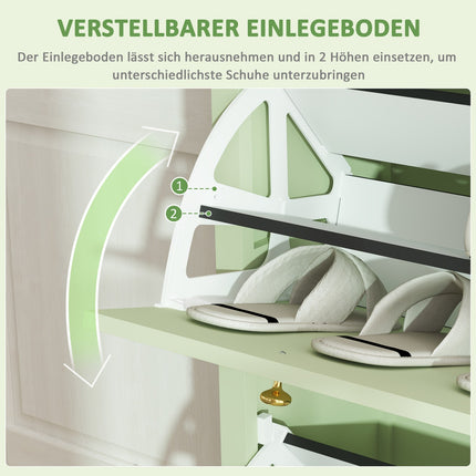 Schuhschrank mit Schublade – Fasst 12 Paar, 88x30x120 cm, grün