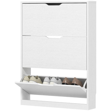 Meuble à chaussures à 3 volets, étagère à chaussures, basculeur de chaussures, coffre à chaussures étroit pour 9 à 12 paires de chaussures 80 x 17 x 108 cm, blanc Aosom