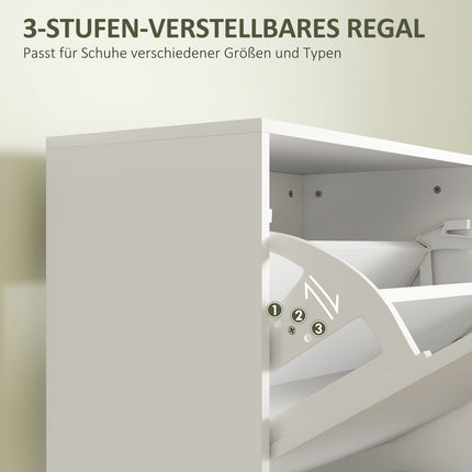 Meuble à chaussures à 3 volets, étagère à chaussures avec séparateur réglable, commode à chaussures, basculeur à chaussures étroit pour 12 paires de chaussures 47 x 26 x 120 cm, blanc |