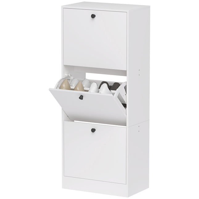 Shoe cabinet with 3 flaps, adjustable for 12 pairs