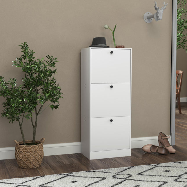 Shoe cabinet with 3 flaps, adjustable for 12 pairs