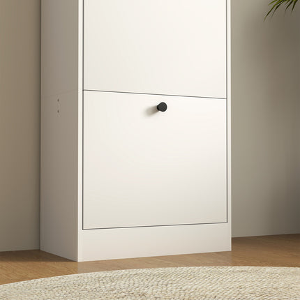 Meuble à chaussures à 3 volets, basculeur à chaussures, étagère à chaussures avec séparateur réglable, coffre à chaussures étroit pour 12 paires de chaussures 47 x 28 x 115 cm, blanc Aosom