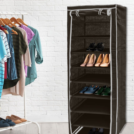 Meuble à chaussures avec revêtement en tissu 9 étagères