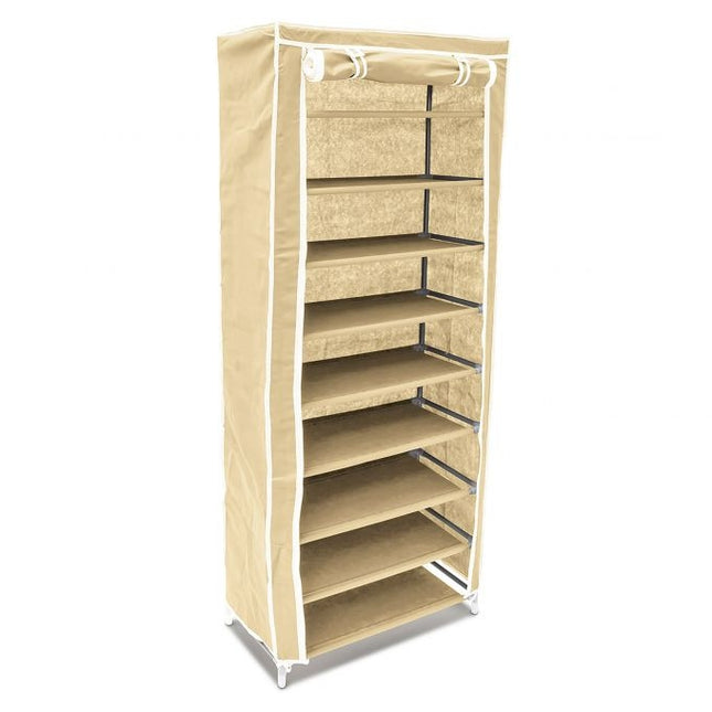 Shoe cabinet with fabric upholstery 9 shelves